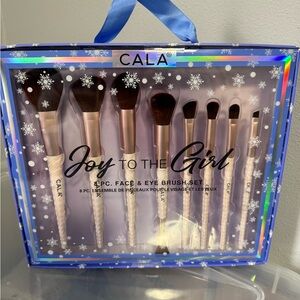 CALA Joy to the Girl 8-Piece Face & Eye Brush Set - Black and Silver